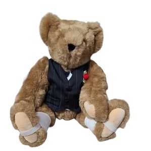 Vermont Teddy Bear Co. 16" Honey Brown Jointed Bear w/Suit Plush Stuffed